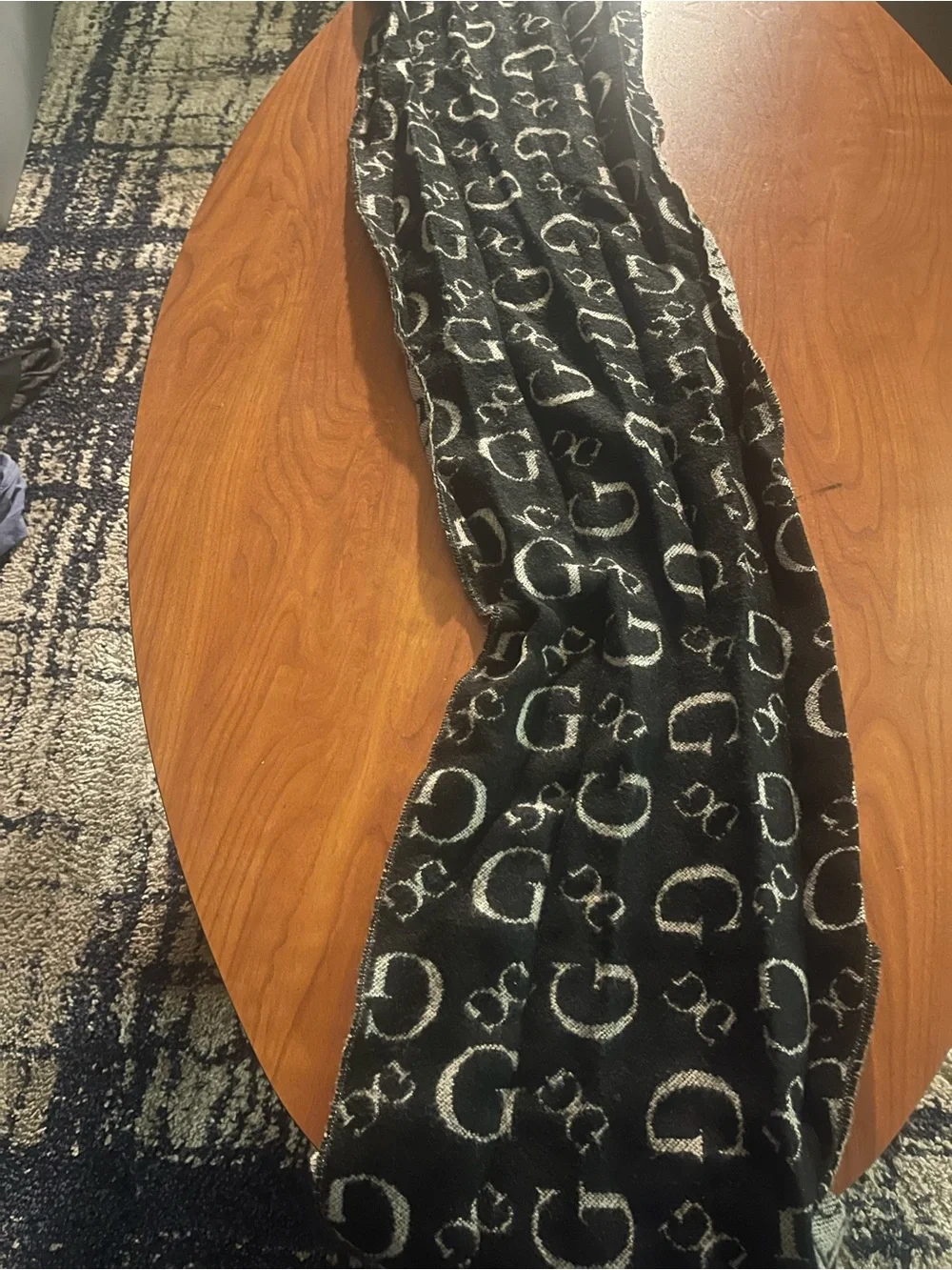 G by Guess Black Scarf with Light Logo Motif